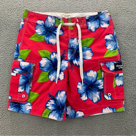 Abercrombie & Fitch Men's Swim Boardshorts Hibiscus Tropical  NWT  -  Size: XL - Picture 1 of 16
